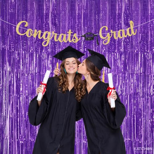 Image of KatchOn, Purple Streamers Backdrop - 3.2x8 Feet, Pack of 2 | Light Purple Foil Fringe Curtain for Lavender Birthday Decorations, Purple Decor | Lavender Party Decorations, Bridal Shower