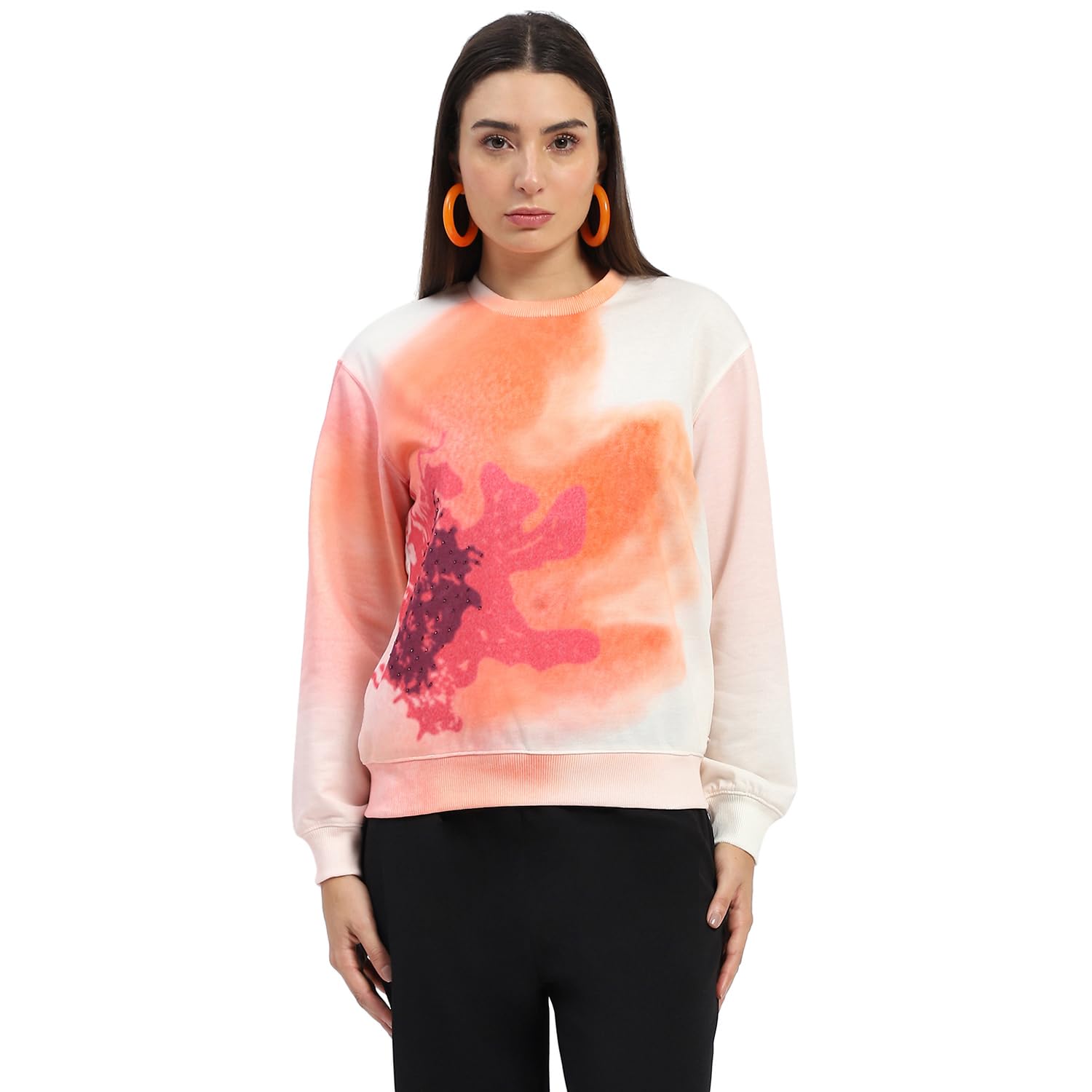 Crew Neck Floral Print Beige Sweatshirt-image-20