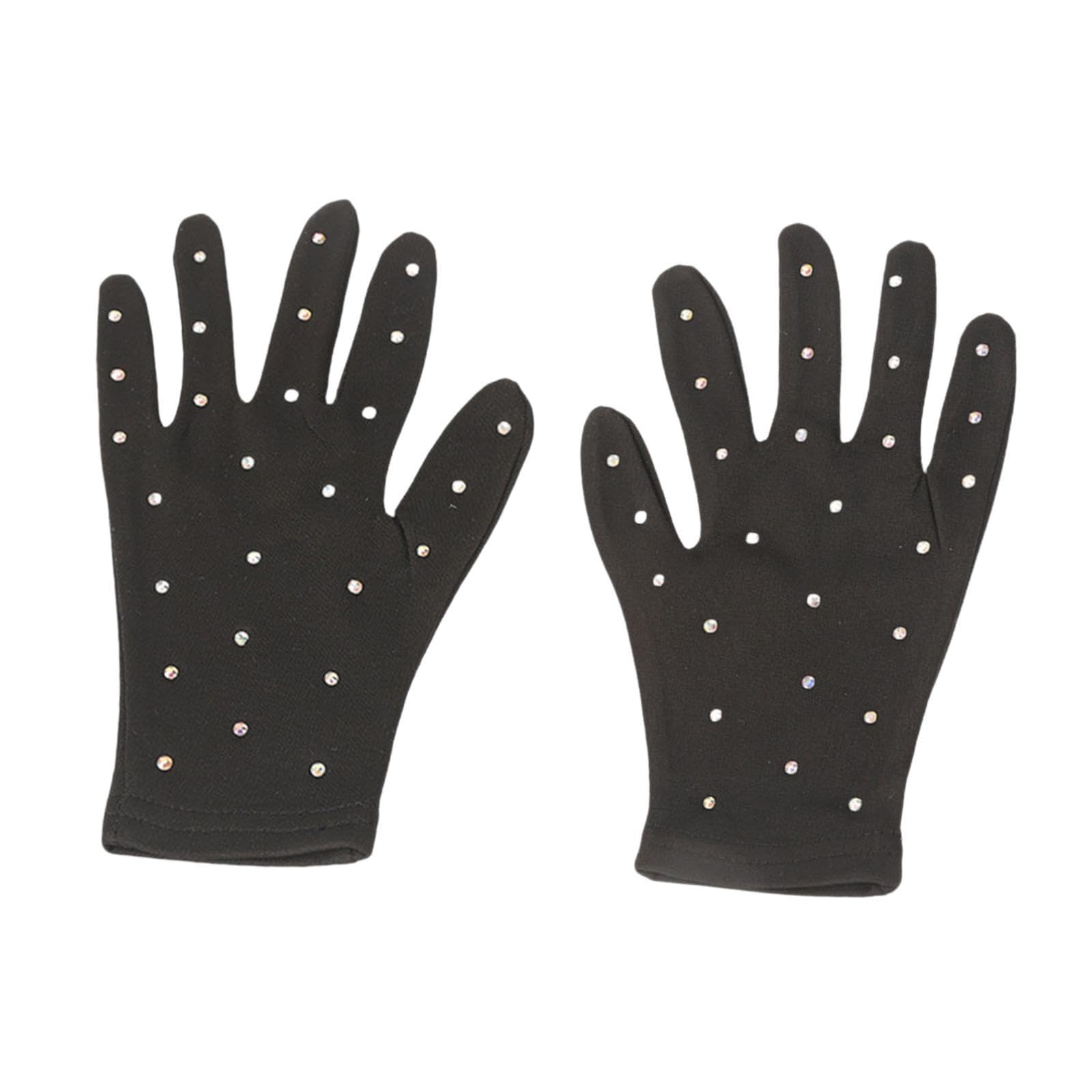 Garende Gloves for Ice Skating Practice with Rhinestone Accents, L Black