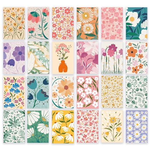 Image of 24 Pack Boxed Floral Blank Greeting Cards with Self-adhesive Envelopes For All Occasion, 24 Unique Floral Designs, No Repeats