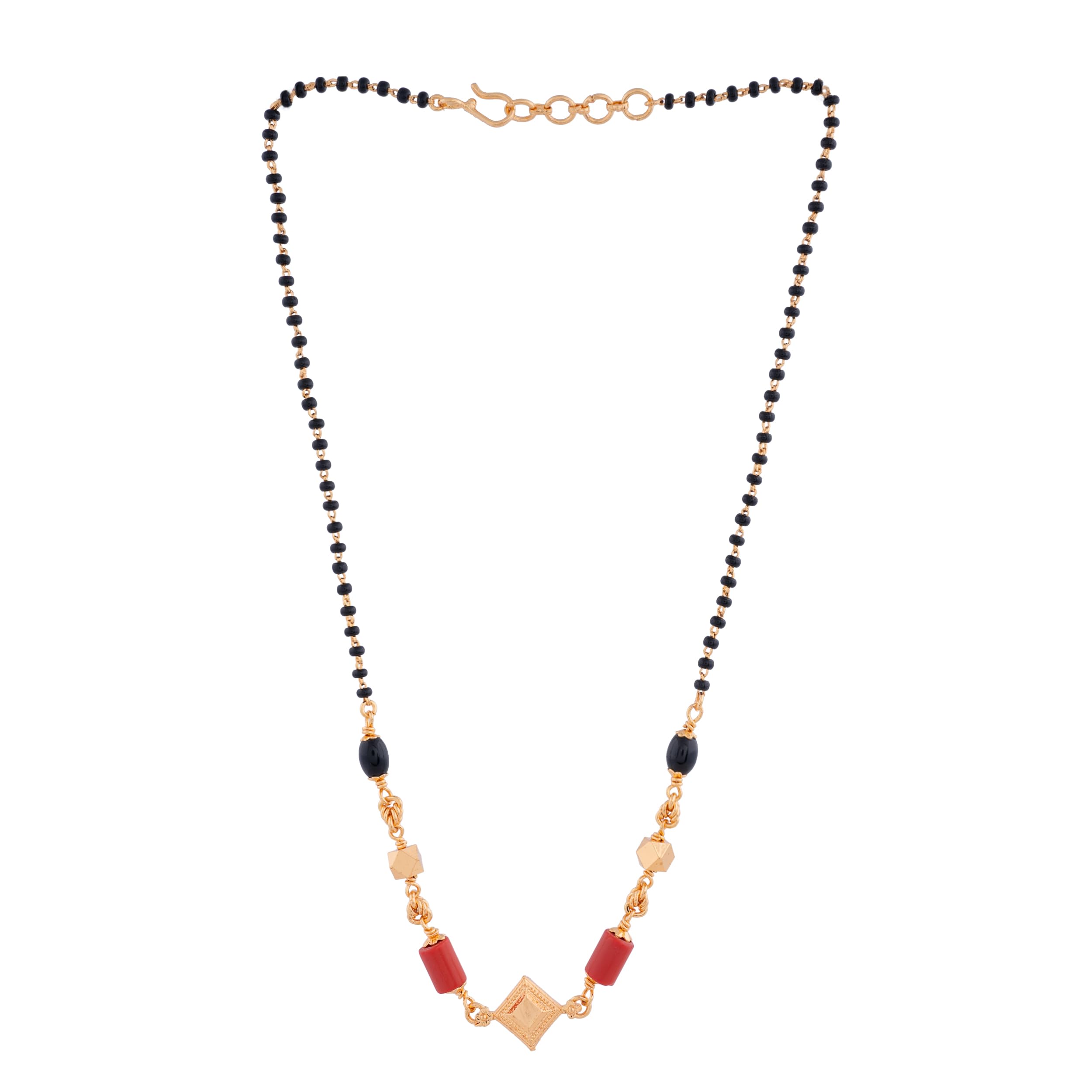 Traditional Red beads Mangalorean Mangalsutra and daremani two in one Length 22 inches One Gram Gold Plated For Women and Girls