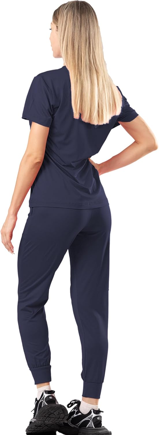 Meidiero Scurbs for Women Set, Classic V-Neck Scrub Top & Jogger Pant, Cool Stretch Medical Uniform - Image 2
