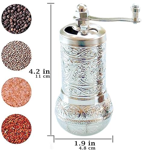 Miniatura 2 de Molinillo de sal y pimienta negra, molinillo de especias recargable, molinillo de pimienta turca vintage, molinillo de sal auténtico con grosor