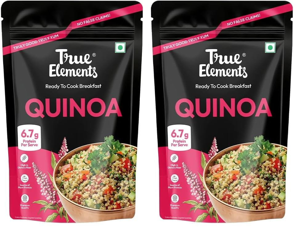 Image of True Elements Wholegrain Premium Quinoa 1kg - Gluten Free Quinoa Seeds | 6.7g Protein per serve | 25 Servings | High Fibre Supergrain | Ideal for Salads, Bowls & Healthy Recipes (Pack of 2)