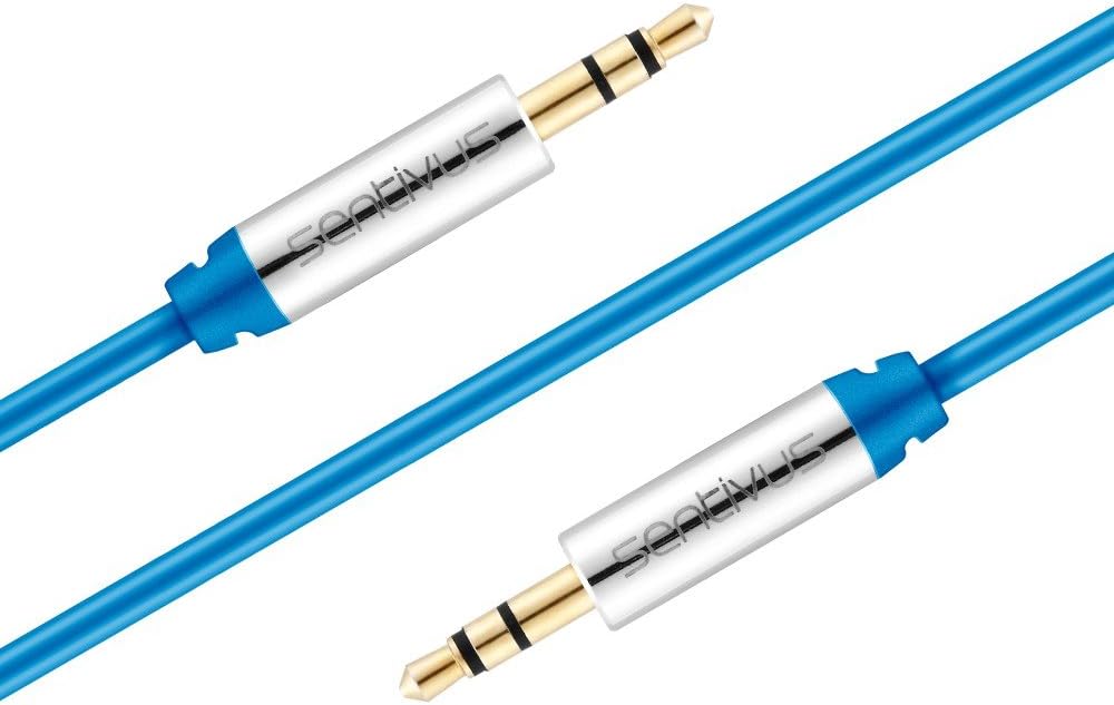 Sentivus AU003 – 150 Premium Audio Jack Cable 3.5 mm Male to 3.5 mm Male/Gold-Plated Contacts 1.5 m Blue