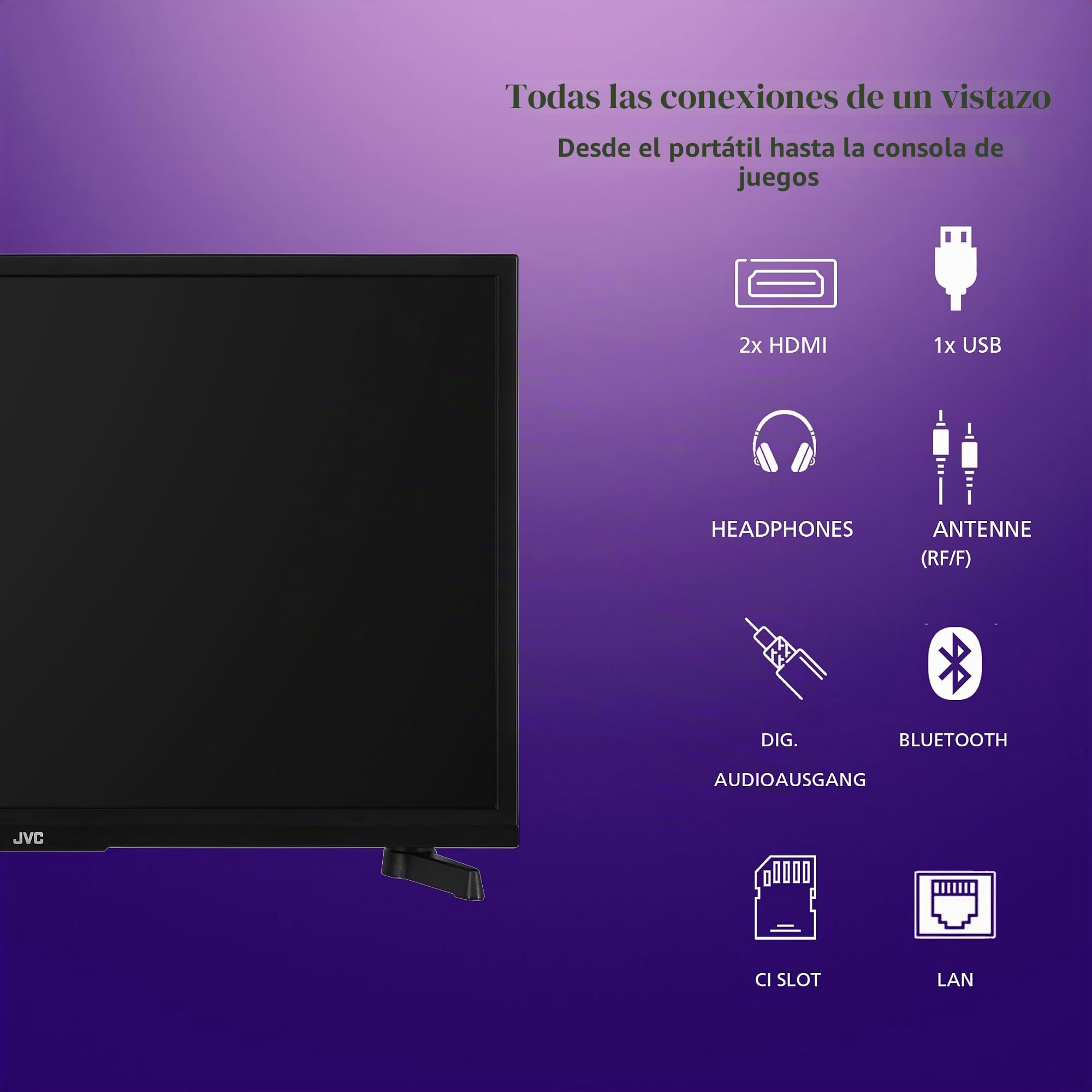 JVC Televisor Android Smart TV HD Ready, HDR TV con sintonizador triple, TV LED LT-24VAH3455