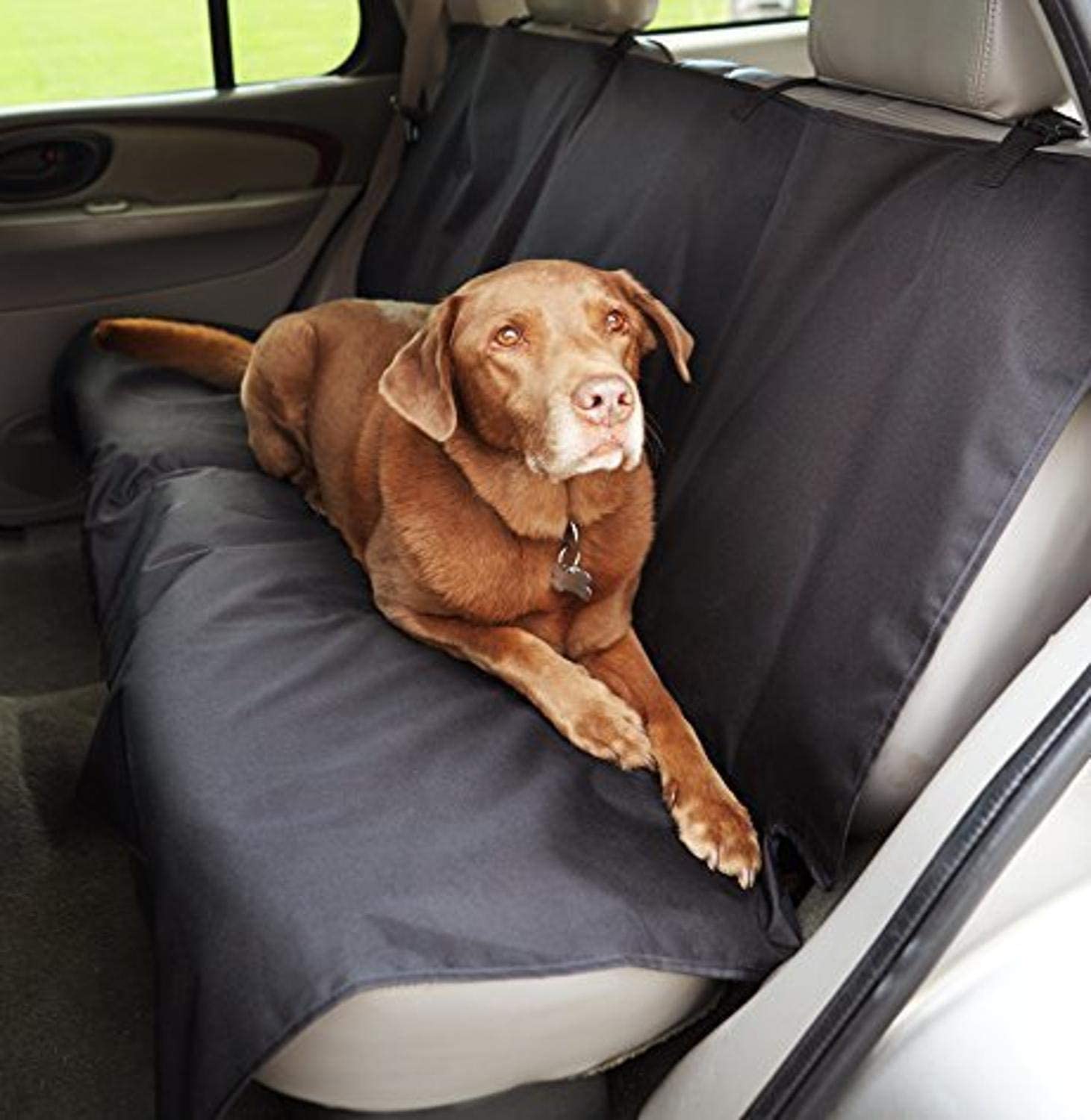 R RUNILEX Waterproof Car Back Bench Seat Cover Protector for Pets (Black)