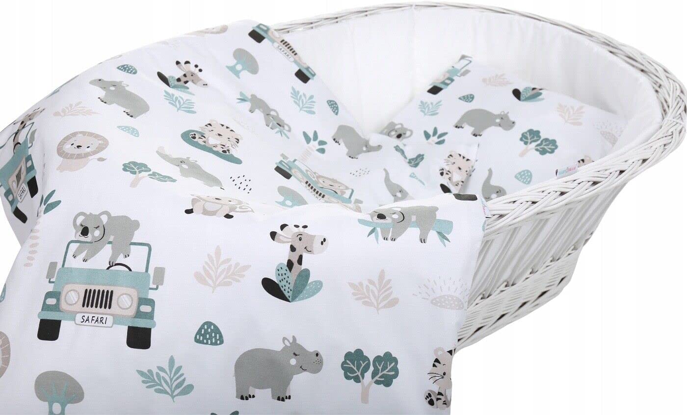 Baby 2pc Bedding Set fit Crib/Cradle/Moses basket/Pushchair 70x80cm On Safari