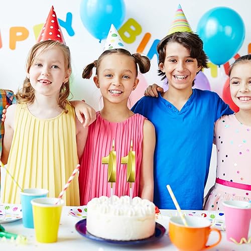 Miniatura 4 de Velas doradas con número de 11 velas de cumpleaños para tartas, diseño 3D, velas para adolescentes, cumpleaños, aniversario, boda, fiesta,