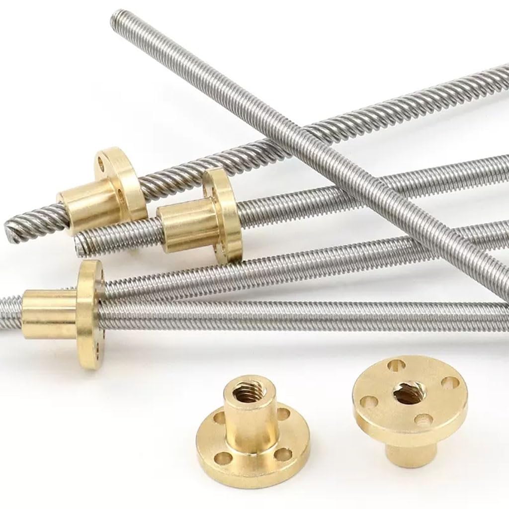 Varilla trapezoidal de acero inoxidable con tornillo de avance T6, con tuerca de cobre, 1 Uds., paso de 100mm, 1mm de avance, 6mm
