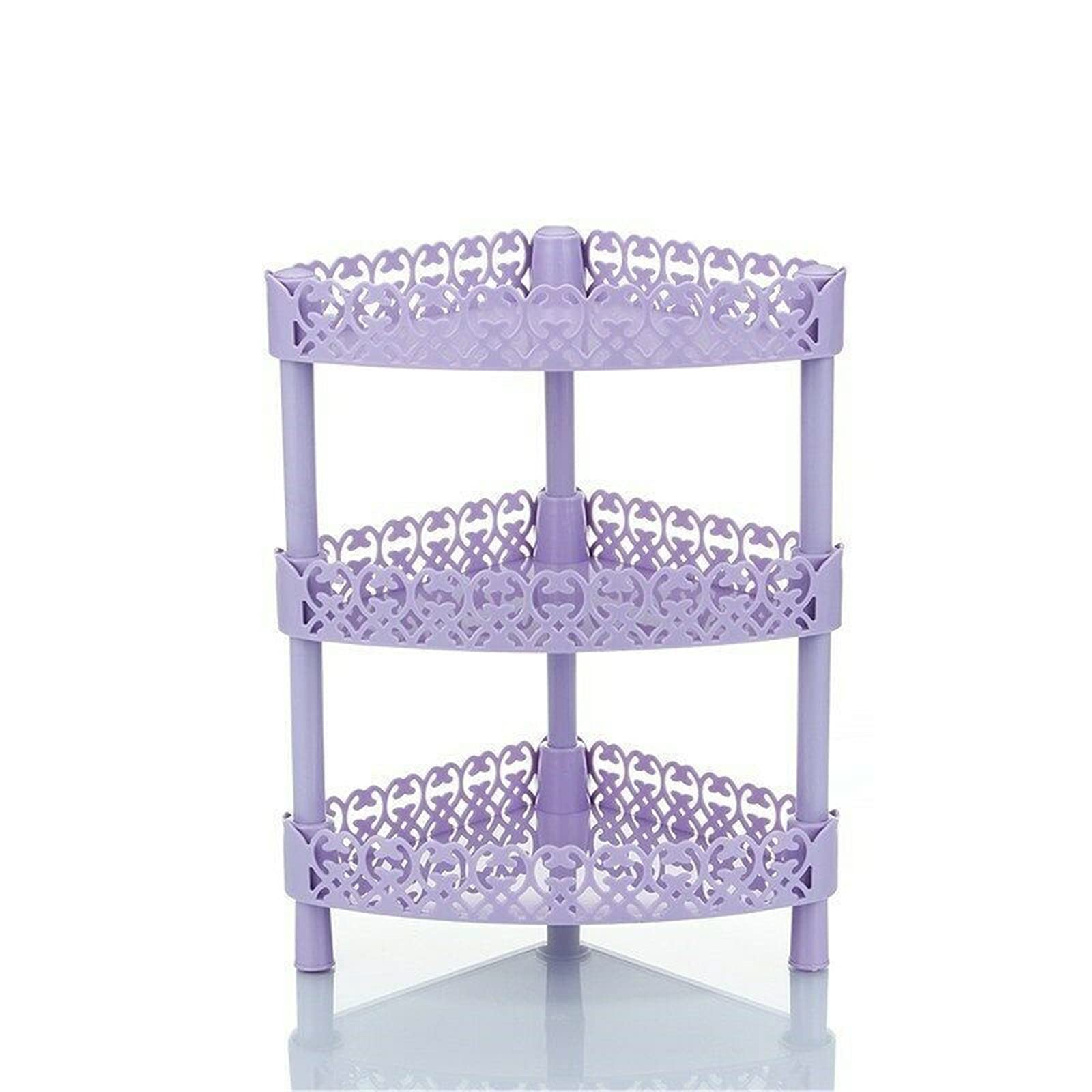 DH-Link 3 Tier Corner Caddy Shelf Storage Rack Organizer Plastic Shower Corner Basket Purple Tripod