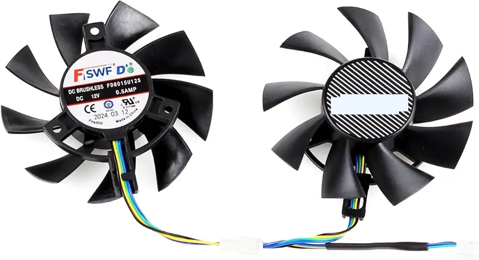 75MM FD8015U12D FD8015U12S for Cooling Fan for ASUS GTX 1660 Ti RTX 2060 TUF Gaming OC Graphics Card PLA08015S12HH T128015SU(Black 2-Fan FDC)