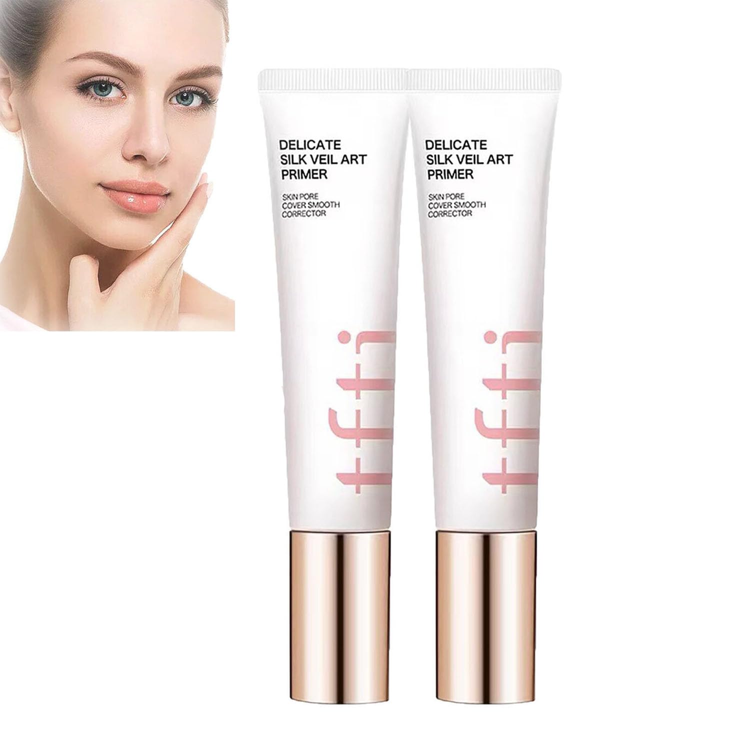TFITS 델리케이트 실크 베일 아트 프라이머 스킨 포어 커버 스무스 코렉터 35G 프라이머 메이크업 전 페이스용 오일 컨트롤 인비저블 포어 프라이머 컨실러 레이지 톤업 크림 (2개)