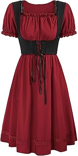 Snoods Para Mujeres Cabello Medieval Cuello Cuadrado Mangas Abombadas Dos Colores Vintage Traje Fiesta de Cerveza Fiesta Halloween Tema Histórico Disfraz de Cosplay Luffy