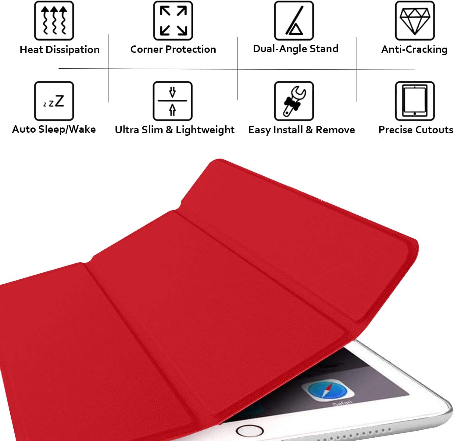 DuraSafe Cases for iPad 10.5 Inch Air 3rd Gen [ PRO 10.5 Air 3 ] 2017/2019 A1701 A2152 A2123 MUUL2LL/A MUUK2LL/A MUUJ2LL/A MQDX2LL/A MQDT2LL/A MQDW2LL/A Ultra Smart Auto Sleep/Wake PC Cover - Red