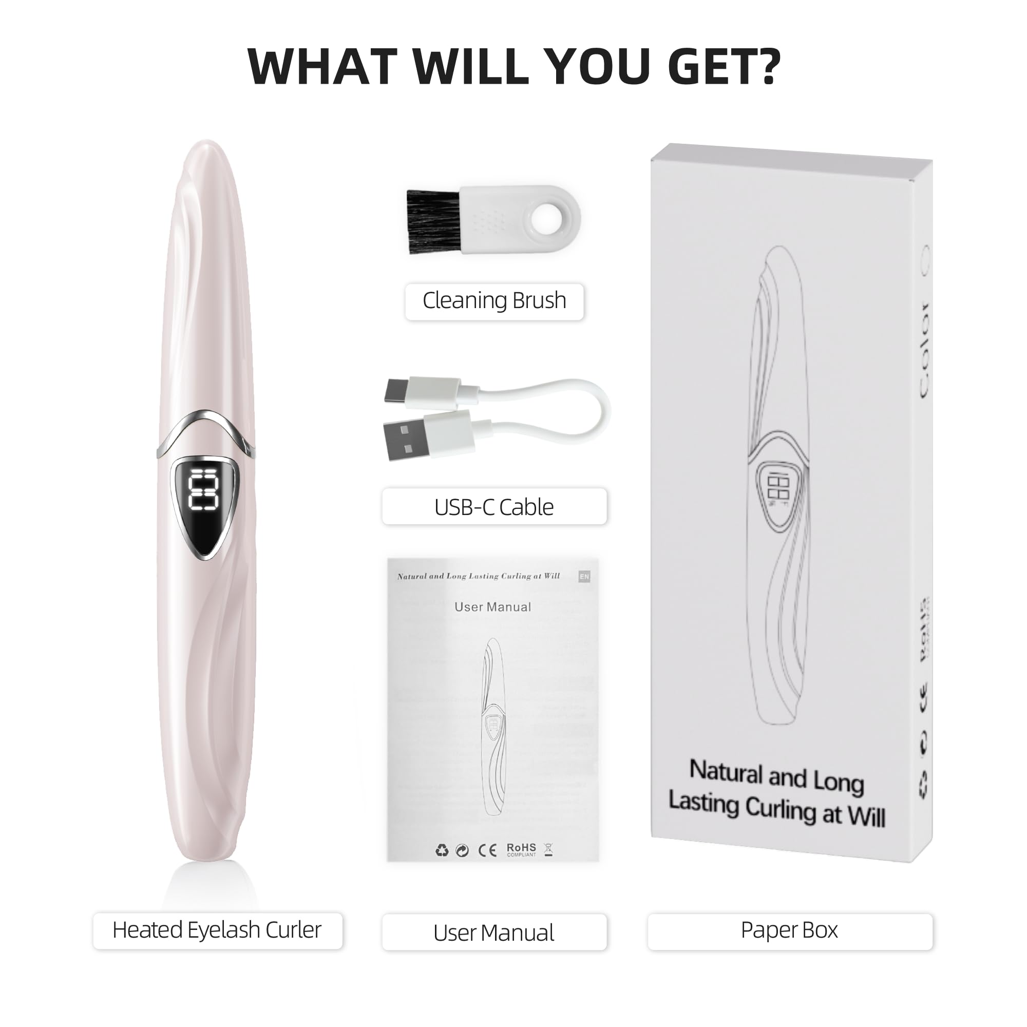 Heated Eyelash Curler, S600 Heated Lash Curler, Accurate Temperature Control Electric Eyelash Curler Heated - Intelligent Power Off, Fast Heating (Coral/Silver, S600-148MM)