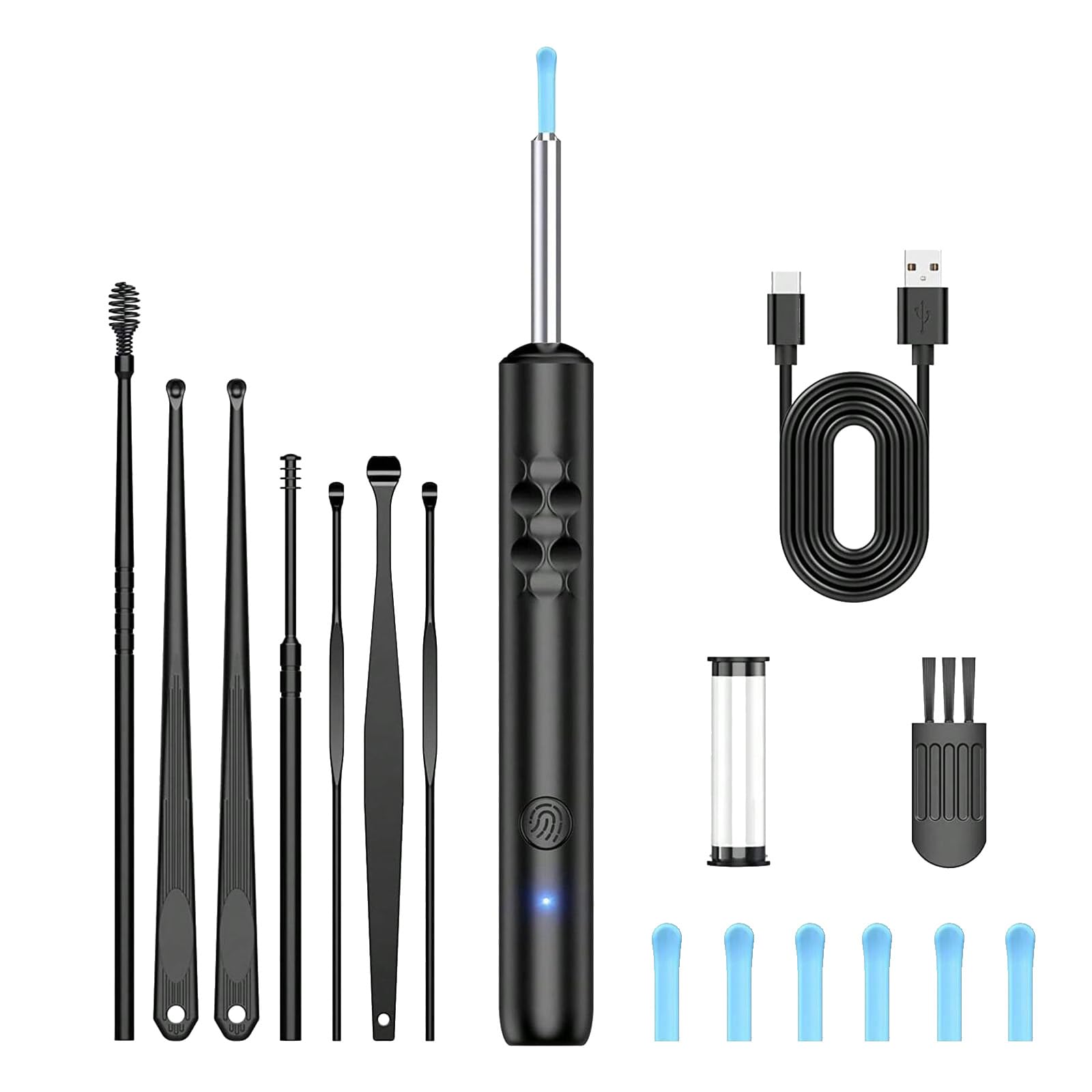1080P HD Ear Camera with 6 LED Lights - Waterproof Rechargeable Otoscope Tool Ear Wax Removal Kit with