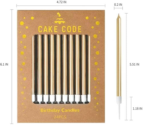 Miniatura 7 de Velas largas y finas del cumpleaños del oro champán, velas de la torta, fiestas de cumpleaños, decoraciones de boda, velas del partido