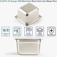 Vista 108 de CURTA Paquete de 6 cubiertas de sartén de mesa de vapor de tamaño 1/4 con asa, NSF, tapa de bandeja de hotel, tapa de comida de catering