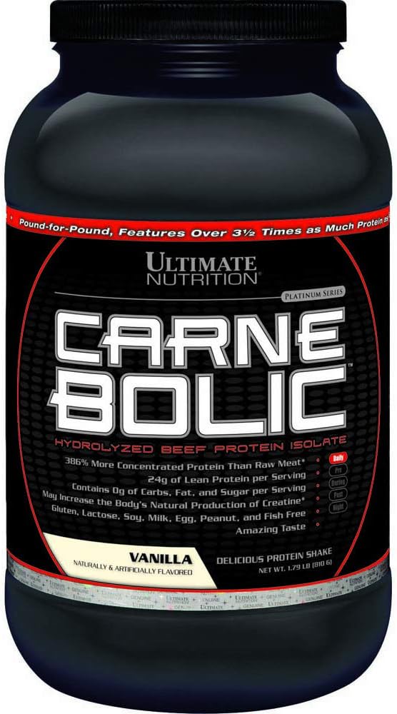 Ultimate Nutrition Carnebolic Hydrolized Beef Protein Isolate Powder, Muscle Recovery Drink, Paleo & Keto Friendly, Zero Carbs, Chocolate, 30 Servings