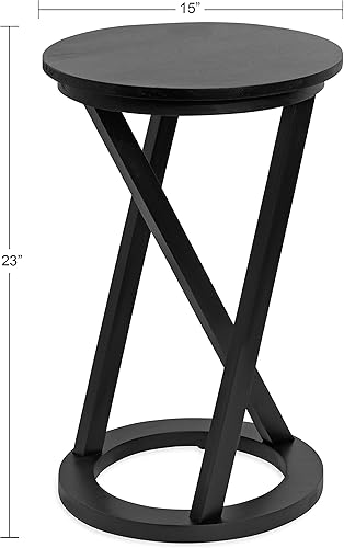 Miniatura 12 de Kate and Laurel Aja - Mesa auxiliar moderna de 15 x 15 x 23 pulgadas, color marrón nogal; mesa decorativa de madera geométrica moderna para Café