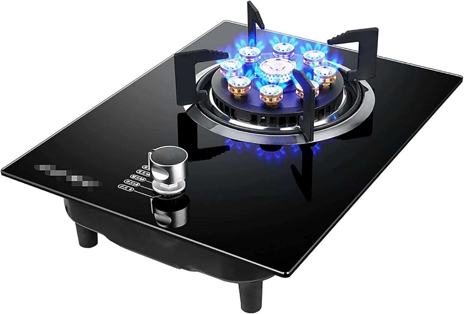 Gas Stove Gas Built-in Gas Cooktop Black Glass Cooker Hob 7.2KW Nine-Cavity Fierce Flame Burner [Energy Class A] (Color : C Size : NG) (B LPG)