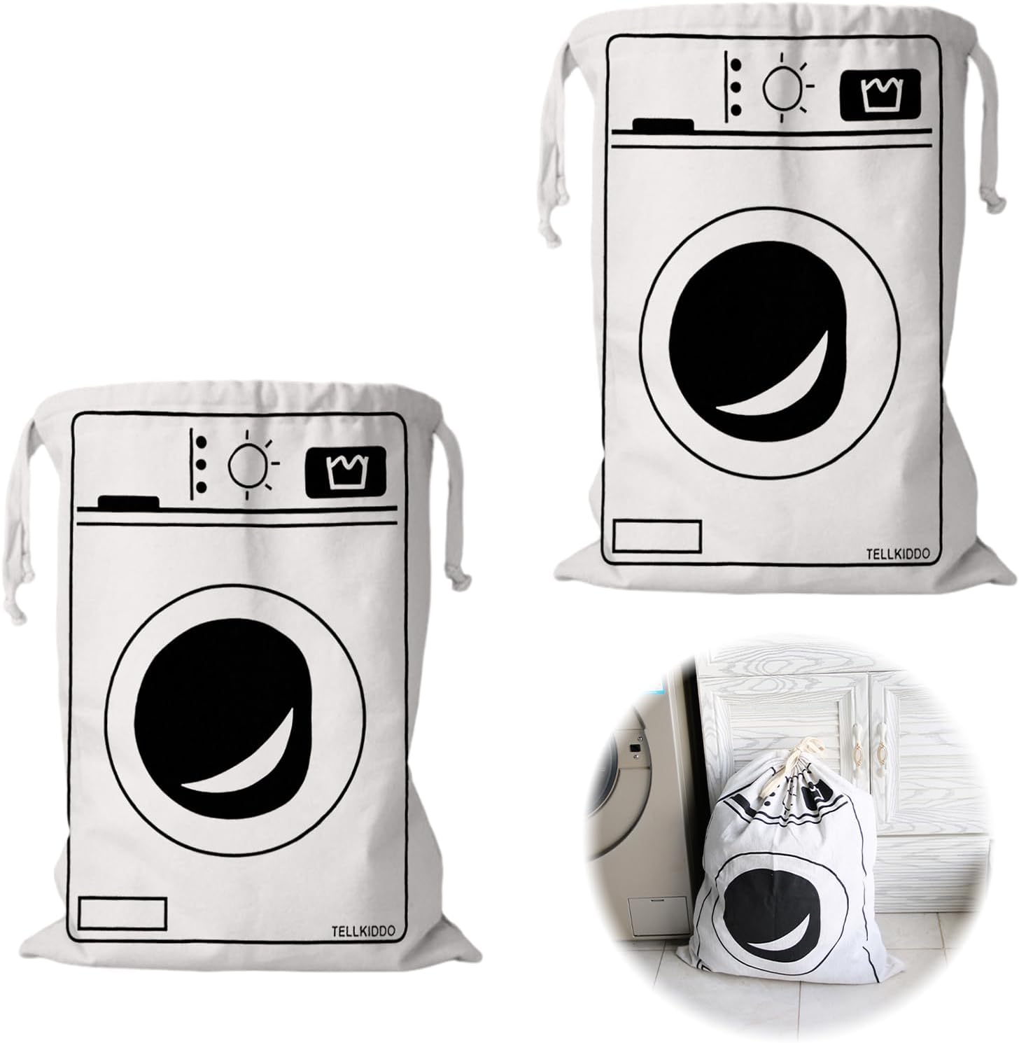 Lot De 2 Grand Sac à Linge Voyage, 60X50cm Sacs à Linge Sale De Voyage Sac De Rangement En Toile