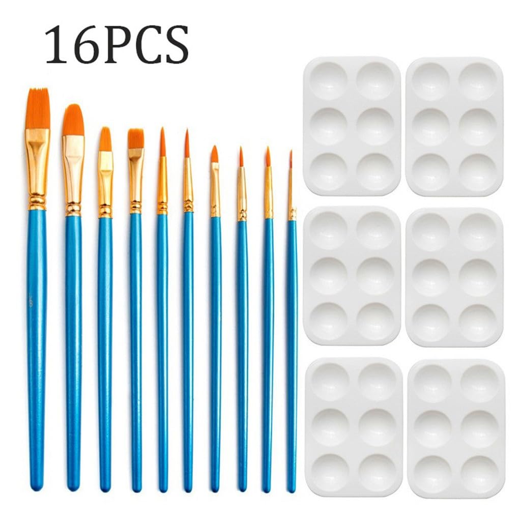 Juego De 16 Pinceles para Óleo, Pinceles De Madera, Paleta De Plástico, Herramienta De Dibujo De Grafiti para Manualidades