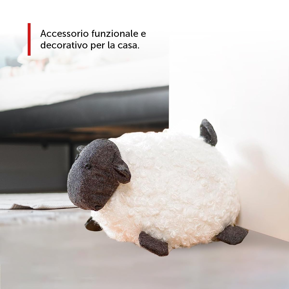 Fermaporta da Pavimento - Design Pecora - Fermatenda e Sostegno Decorativo - 240 x 160 x 145 mm - Riempimento di Sabbia - Resistente - REI