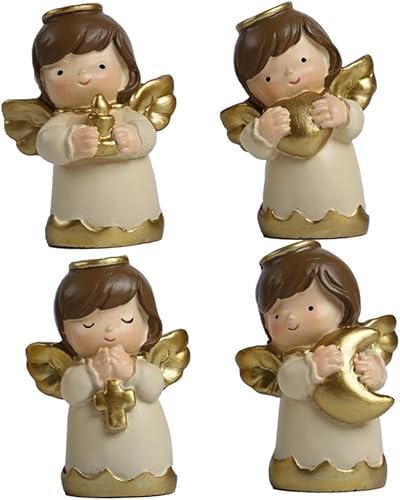 Artibetter 4 piezas de adornos de ángel pequeño, decoración de Cupido, mini figuras de ángulo de Dios, decoración de pasteles, figuras de muñeca de