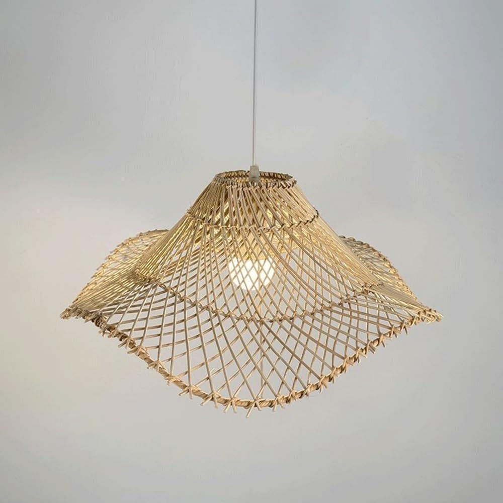 YNAHZAOK Pastoral Rattan Woven Chandelier Southeast Asian Style Restaurant Pendant Light for Kitchen Island Hand-Woven Rattan Art Lighting Fixture for Guesthouse Wabi-sabi Style Tea Room Pendant Lamp