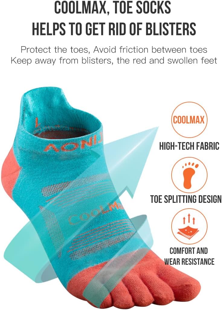 AONIJIE Running Toe Socks Women Men Five Finger Socks 3 Pair Set
