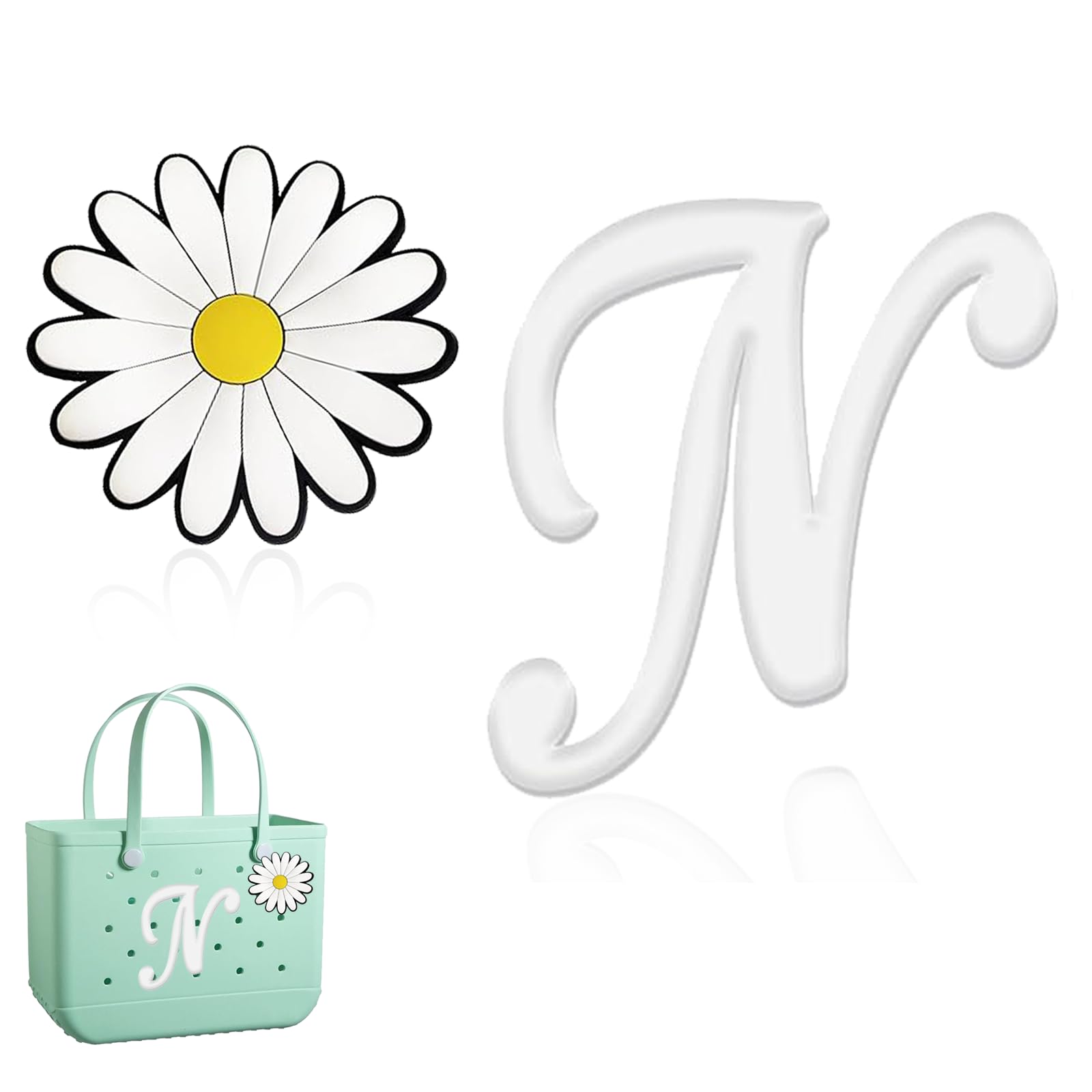 Hroatpk 2pcs Charms for Bogg Bag, Letter Charms Decorative Alphabet Lettering Accessories Insert Compatible With Beach Bag, Rubber Tote