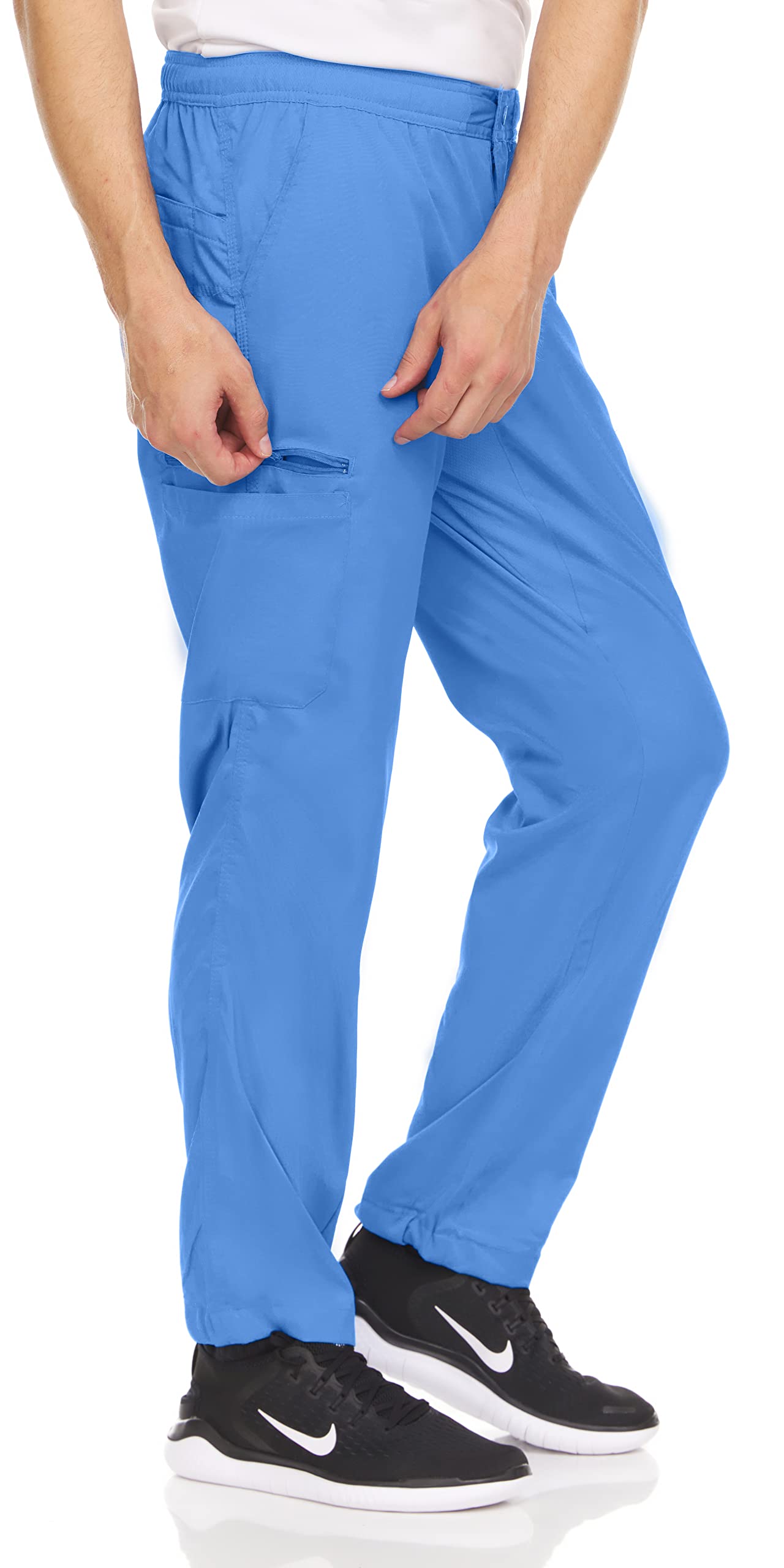 MediChic Men's Scrubs Stretch Semi Jogger Pants with 7 Pockets in Over 8 Colors Ceil