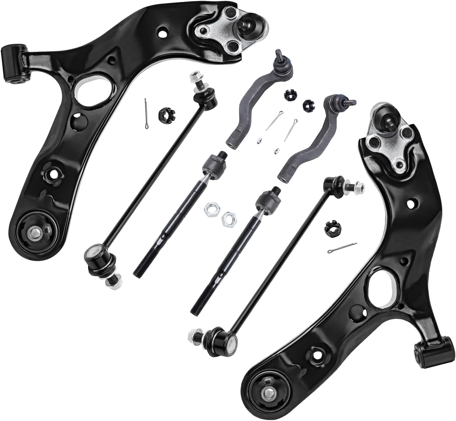 Detroit Axle - Front End 8pc Suspension Kit for 2006-2018 Toyota RAV4, 2 Lower Control Arms w/Ball Joints, 4 Tie Rods, 2 Sway Bars 2007 2008 2009 2010 2011 2012 2013 2014 2015 2016 2017 Replacement