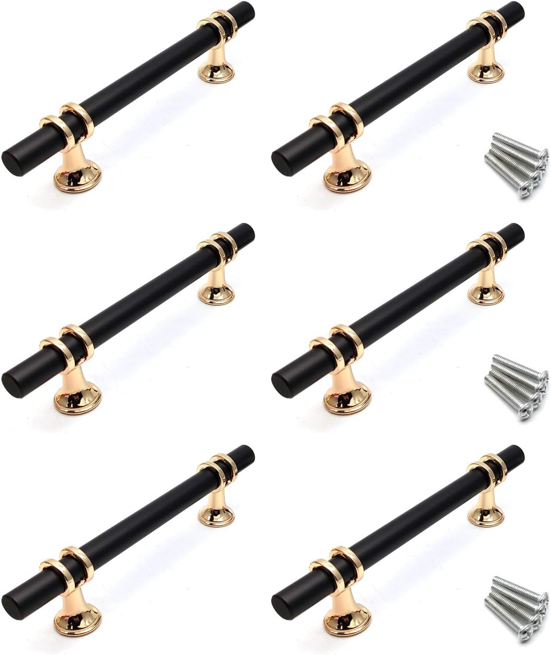 T Shaped Shower Door Knob, T Knobs for Cabinets,Single Hole T Bar Cabinet Pulls,1.97" Length,with Screws,Aluminum Alloy,Gold,2Pcs
