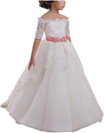 Amazon.com: Helen Vestido con encaje, estampado floral, para primera  comunión o boda, o vestido princesa, para niñas. 076., 8, Blanco/Rosado :  Ropa, Zapatos y Joyería