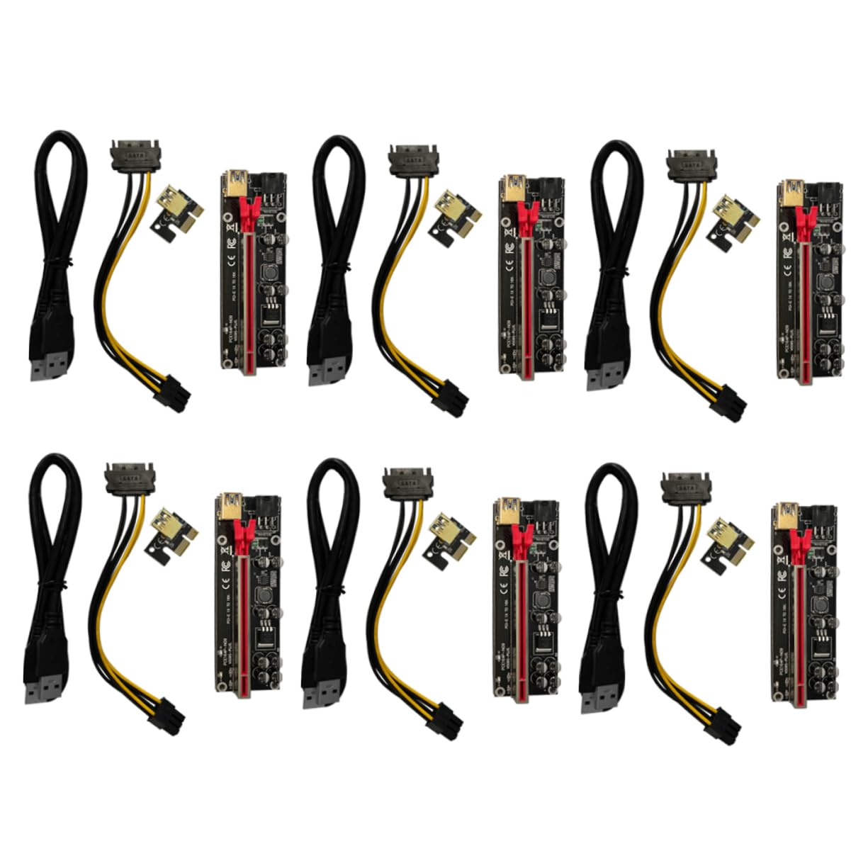 6sets Pci-e to Gpu Riser Adapter Card USB Extension Cable Power Supply and Easy Installation for Computer Accessories and Mining Setup