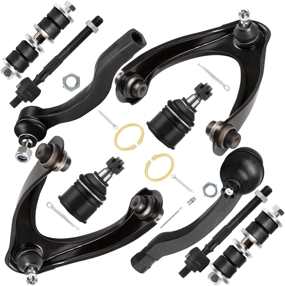 AUTOMUTO 10pc Front Suspension Kit - Replacement Parts Front Upper Control Arm with Ball Joint Assembly Outer Inner Tie Rod Lower Ball Joint Sway Bar Link Fit 1996-2000 for Honda Civic