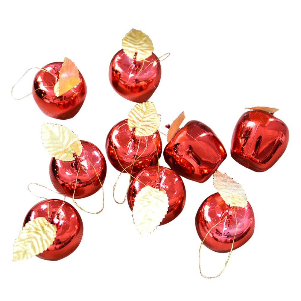 Happyyami 9pcs Mini Apple Ornaments Hanging Christmas Tree Baubles for Xmas Party Holiday Valentine's Day Decoration Red 4cm