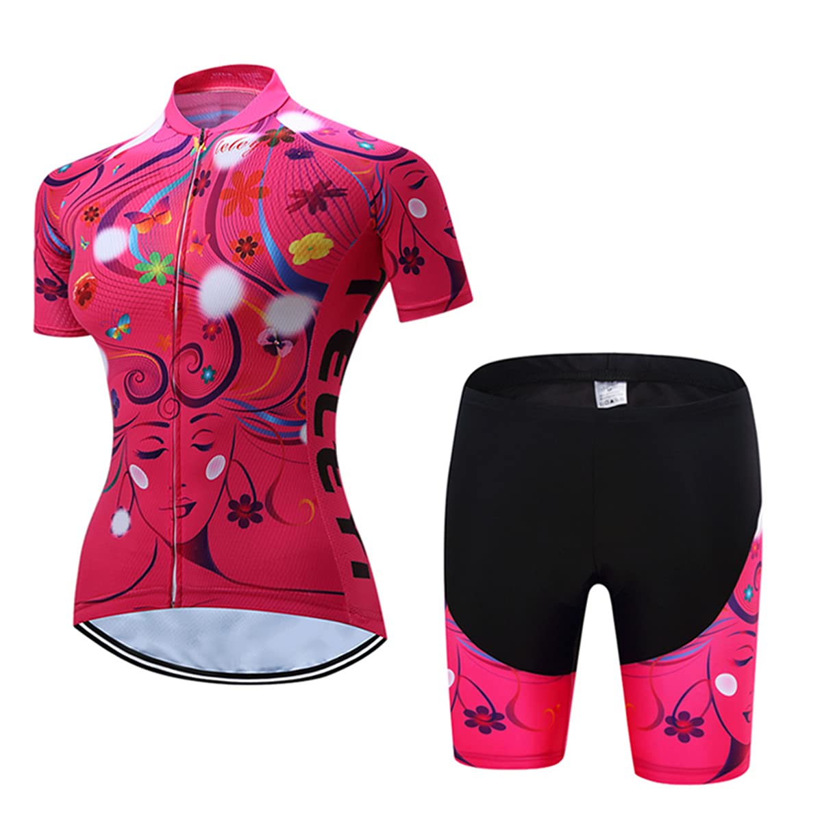 Hotlion Damen Radtrikot Set Trägerhose Anzüge Sommer Rennrad Kleidung