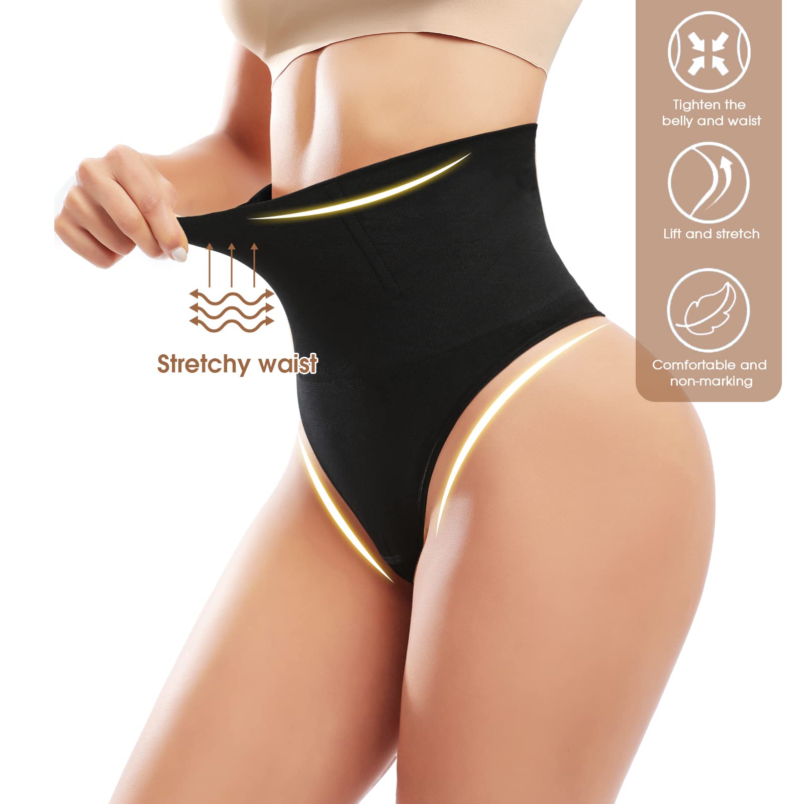 Xnova Perizoma Donna Guaina Contenitiva Modellante, Vita Alta Mutande Contenitive Intimo Thong Shapewear Slip Dimagrante Pancia Piatta Invisibile