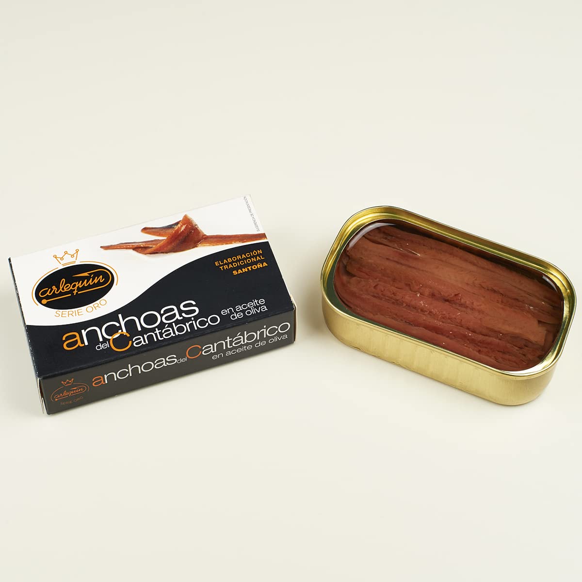 ARLEQUIN Serie Oro Anchoa del Cantábrico, Elaborada a Mano en Santoña, en Aceite de Oliva (4 Latas - 360 grs) — view 8