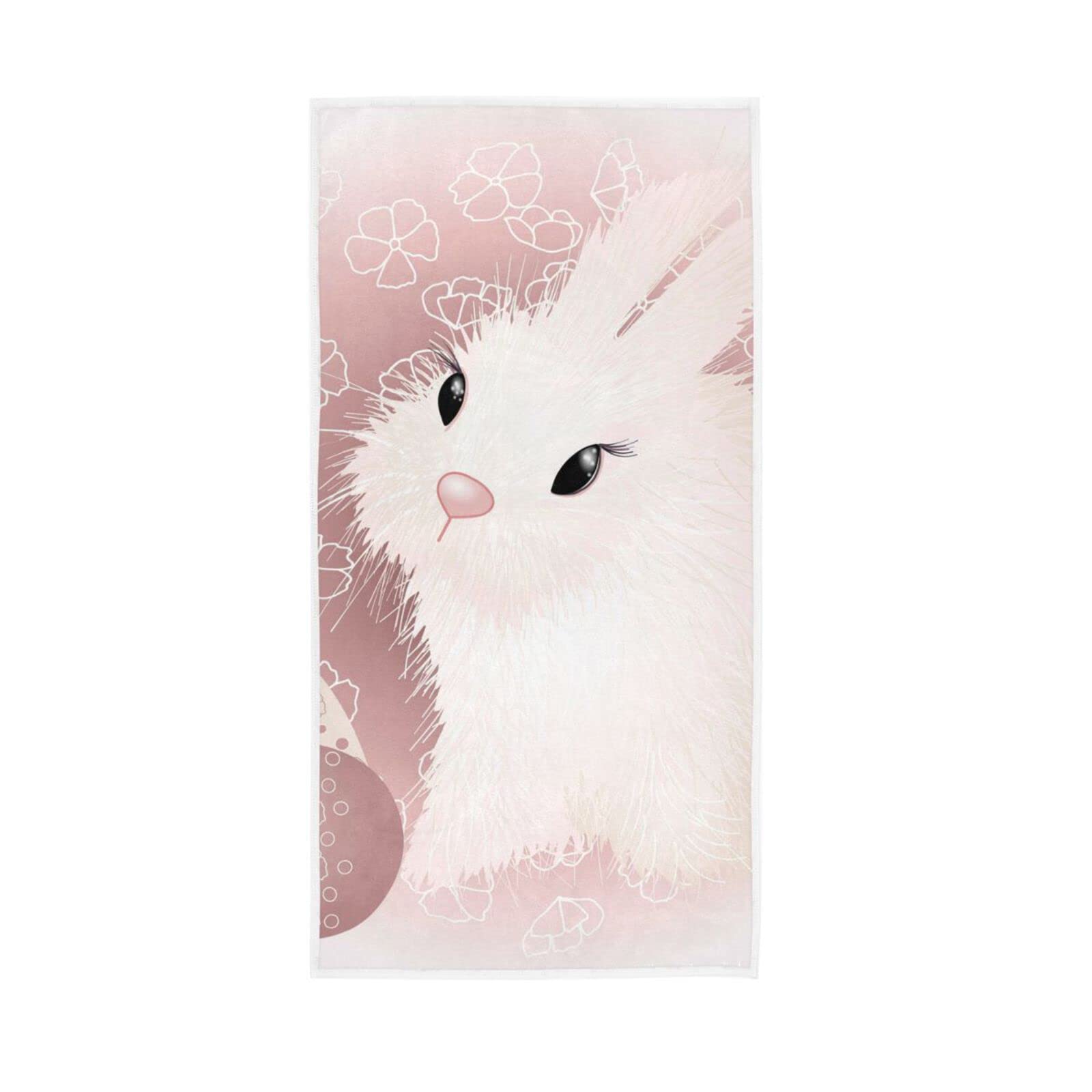 LSRCPD Hand Towels Easter Bunny Rabbit Pink Decor Fingertip Soft Face Towel Absorbent Bathroom Kitchen Towels