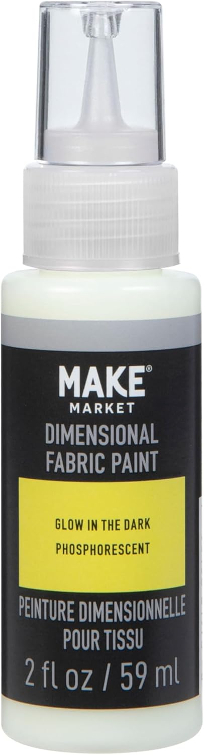 Make Market Glow in the Dark Dimensional Fabric Paint – 2 fl. oz. Nontoxic Squeeze Bottles for DIY Clothing & Accessories, 12 Pack