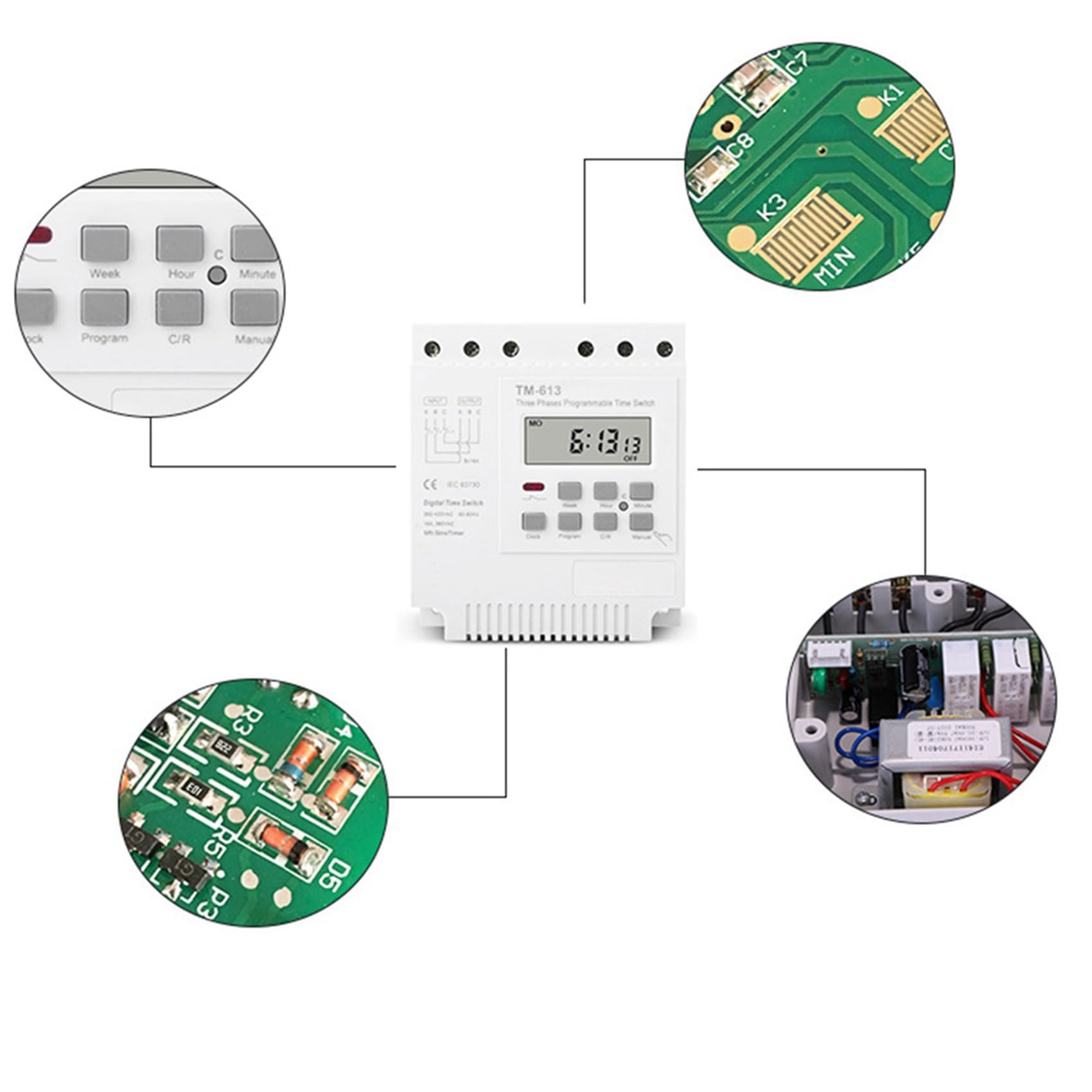 2X Fases 380V 415V TEMPORIZADOR Interruptor Programable con Retroiluminación
