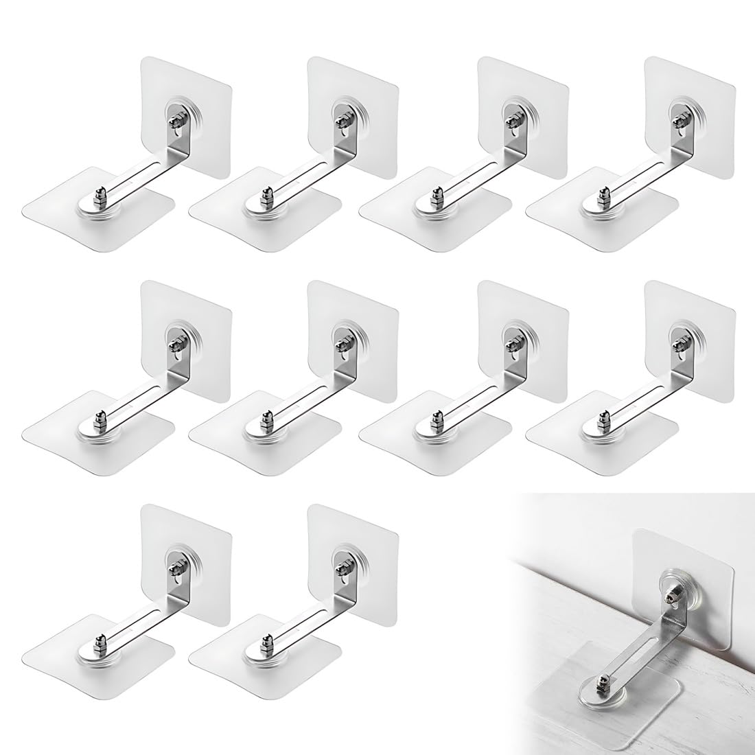 10 pares Anclaje Mueble Pared, Anclajes para Muebles, Anclajes Gabinete para Pared, Anclajes Adhesivos para Muebles, Sin Taladro, para Prueba de Bebés, para Seguridad Infantil anclaje pared