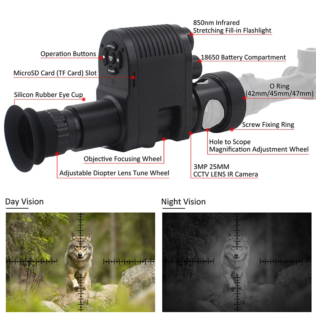 Mira telescópica infrarroja Monocular de visión Nocturna Digital, cámara de Video con Foto IR para una Oscuridad Completa, observación de Caza Nocturna al Aire Libre