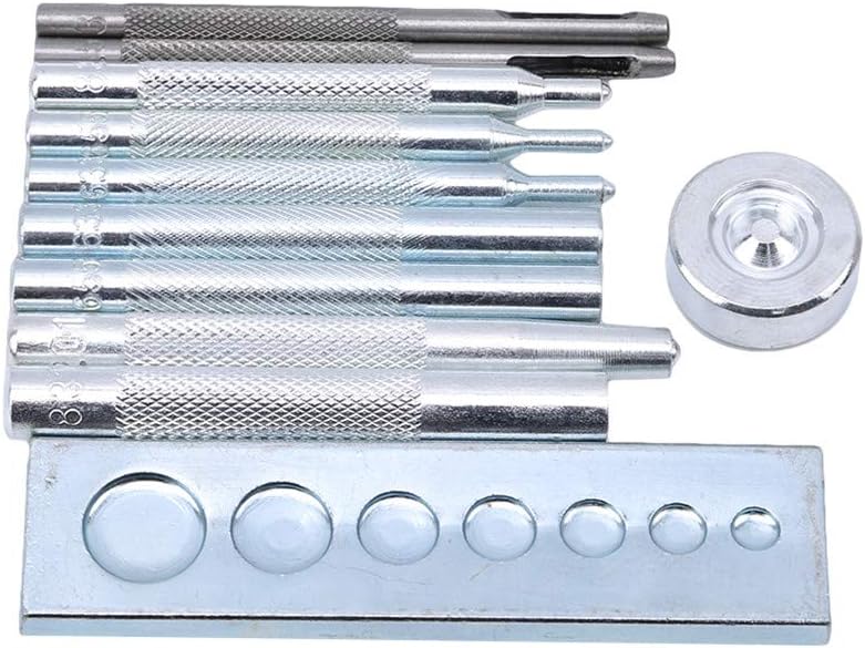 KYMLL 11pcs Punch Tool Punch Snap Kit Press Studs Tool Rivet Button Setter for Hole Punch PU Leather Craft DIY