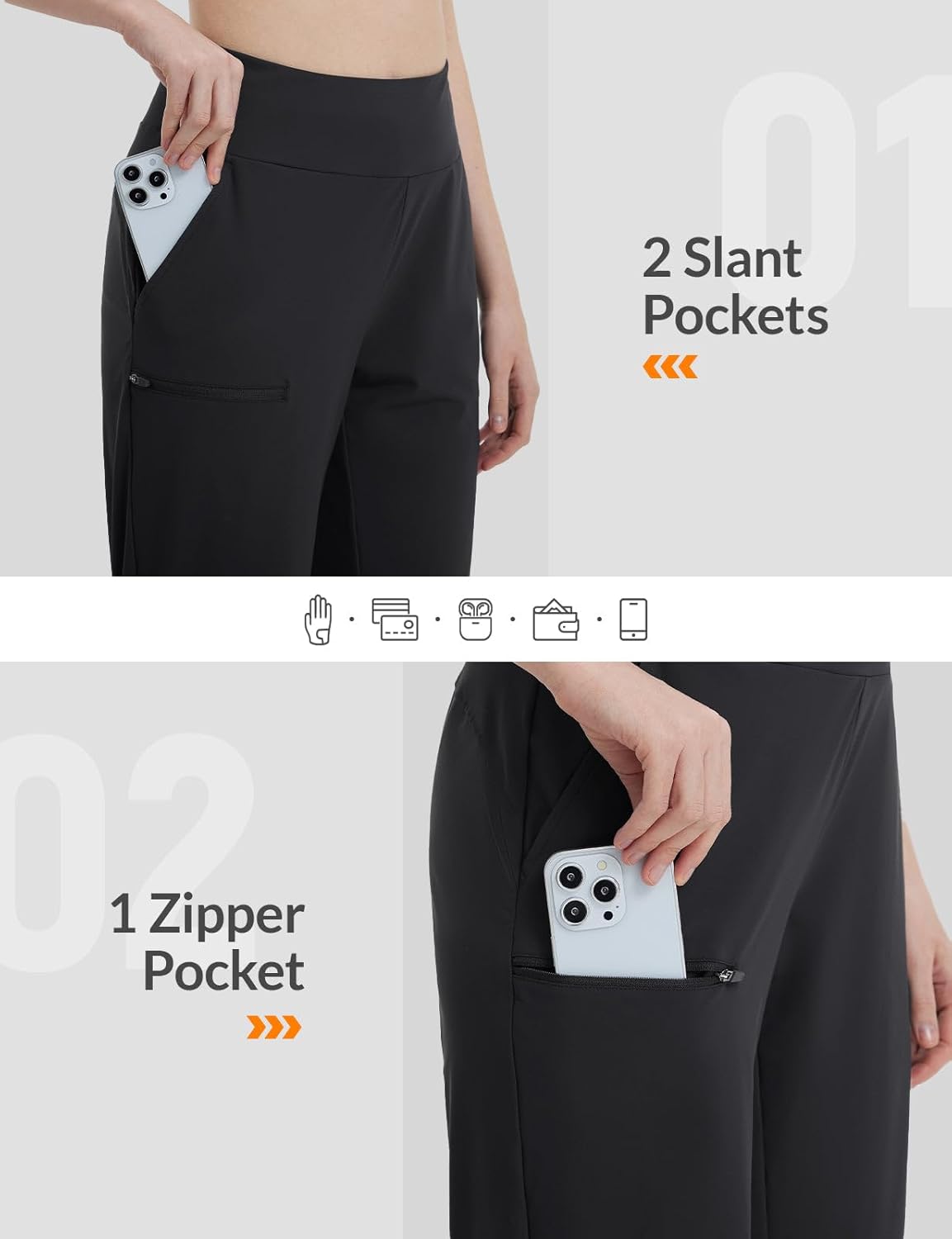 baleaf Women's 14'' Long Shorts Knee Length Capris Quick Dry Lightweight Cargo Hiking Cycling Zipper Pockets UPF 50+ - Image 6